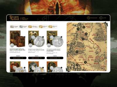 Lord of the Rings, landing page pour la monnaie de Paris